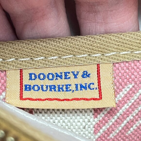 Dooney & Bourke Pink & Beige Checkered Canvas Tote Bag With Leather‎ Accents - Picture 9 of 15